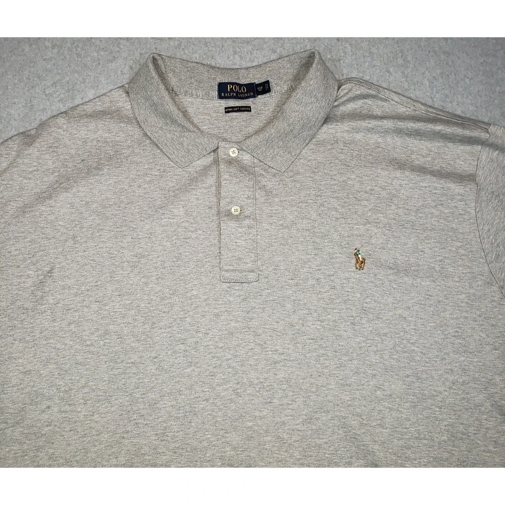 Polo Ralph Lauren Polo Shirt Mens‎ Gray Size 4XB Pima Soft Touch Short Sleeves